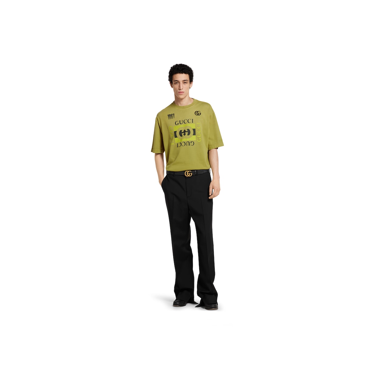 Printed cotton jersey T-shirt in forest green | GUCCI® US