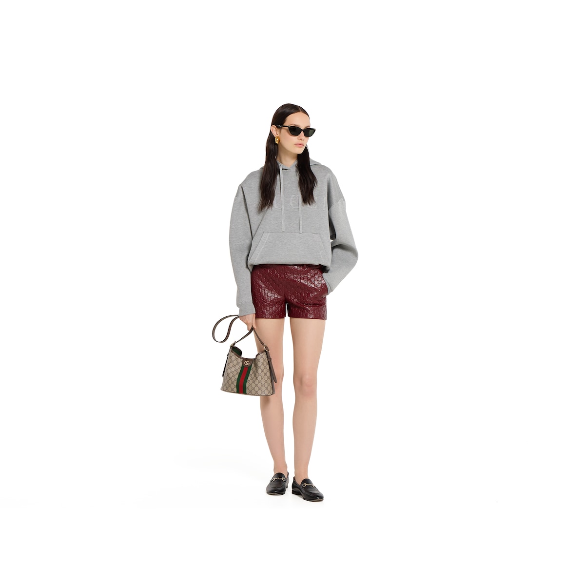 Ophidia small shoulder bag in beige and brown GG fabric