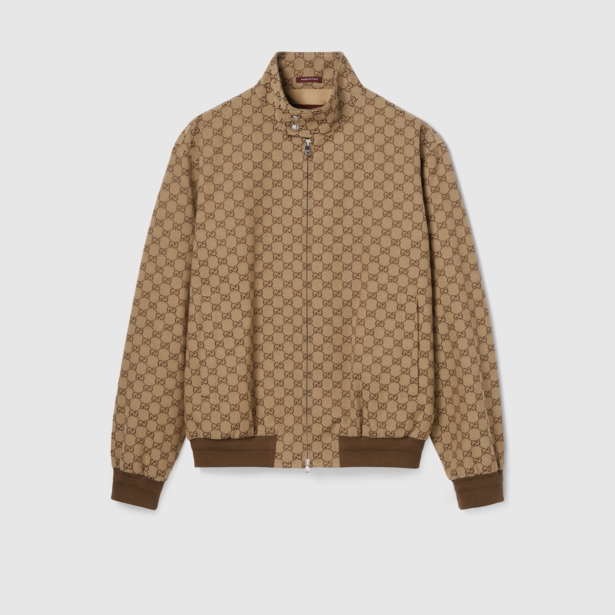 GG canvas bomber jacket in camel and dark brown GUCCI TH