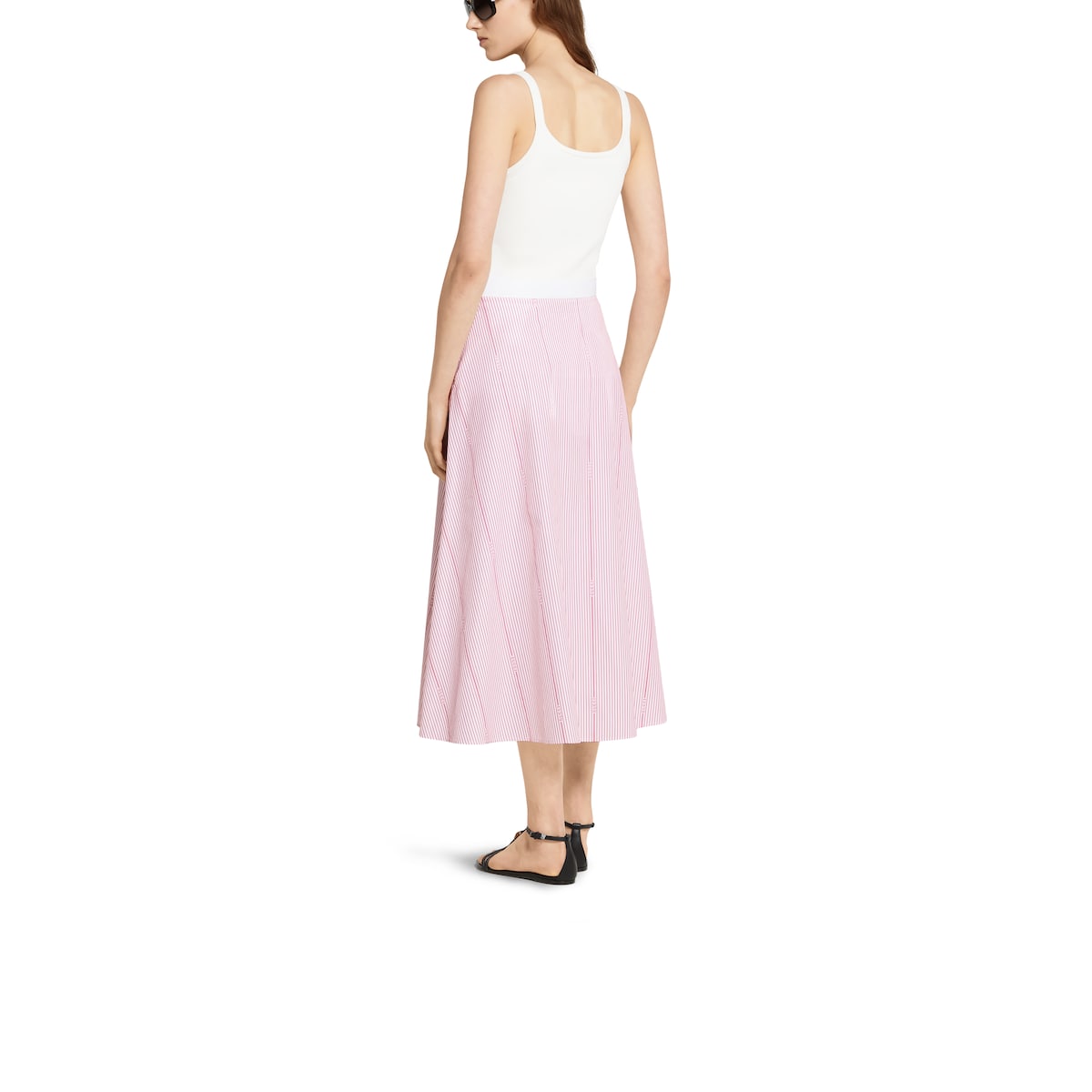 Gucci cotton fil coupé skirt in white and red | GUCCI® US