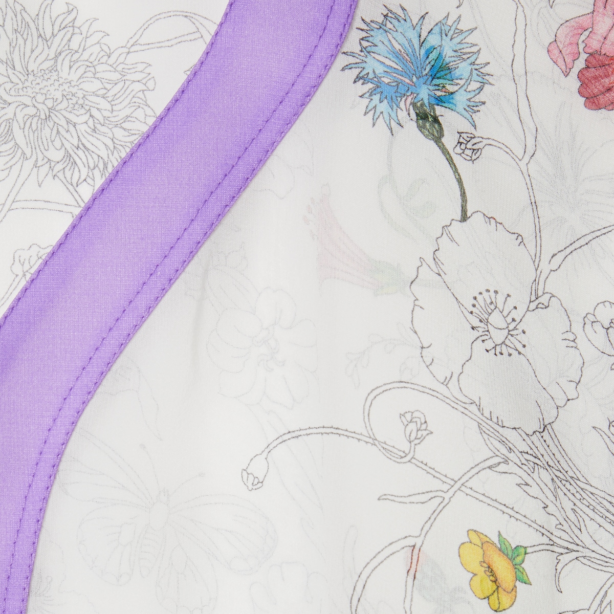 Printed silk cape dress in white and lilac | GUCCI® US