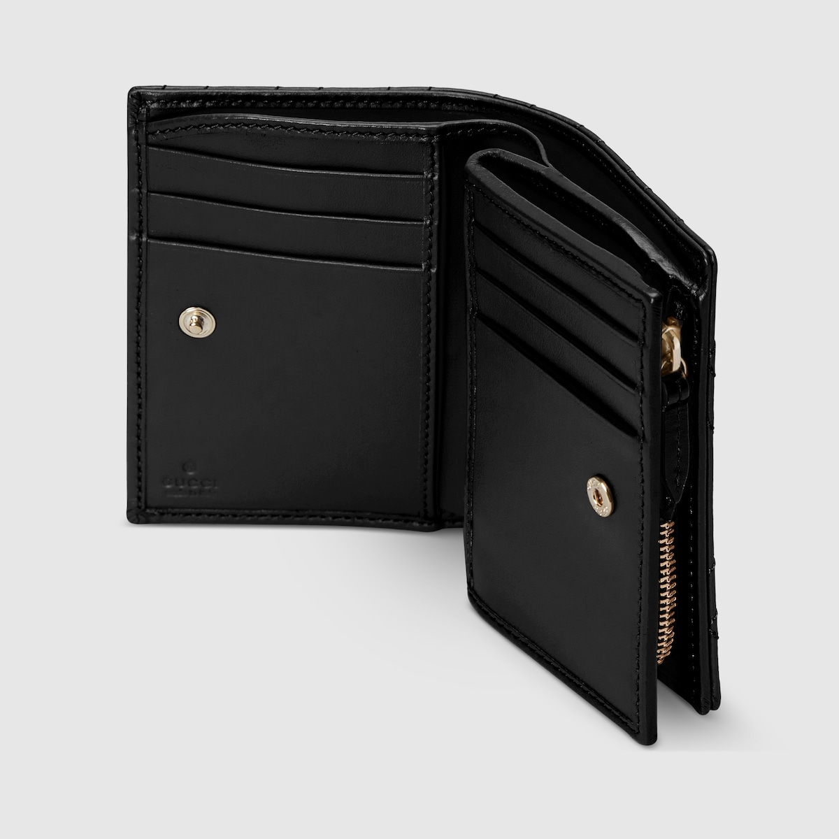 グッチ ダブルG スモールウォレット ブラック レザー 二つ折りゴールド グッチ 日本限定 ダブルG 二つ折り財布 ブラック レザー | GUCCI® JP