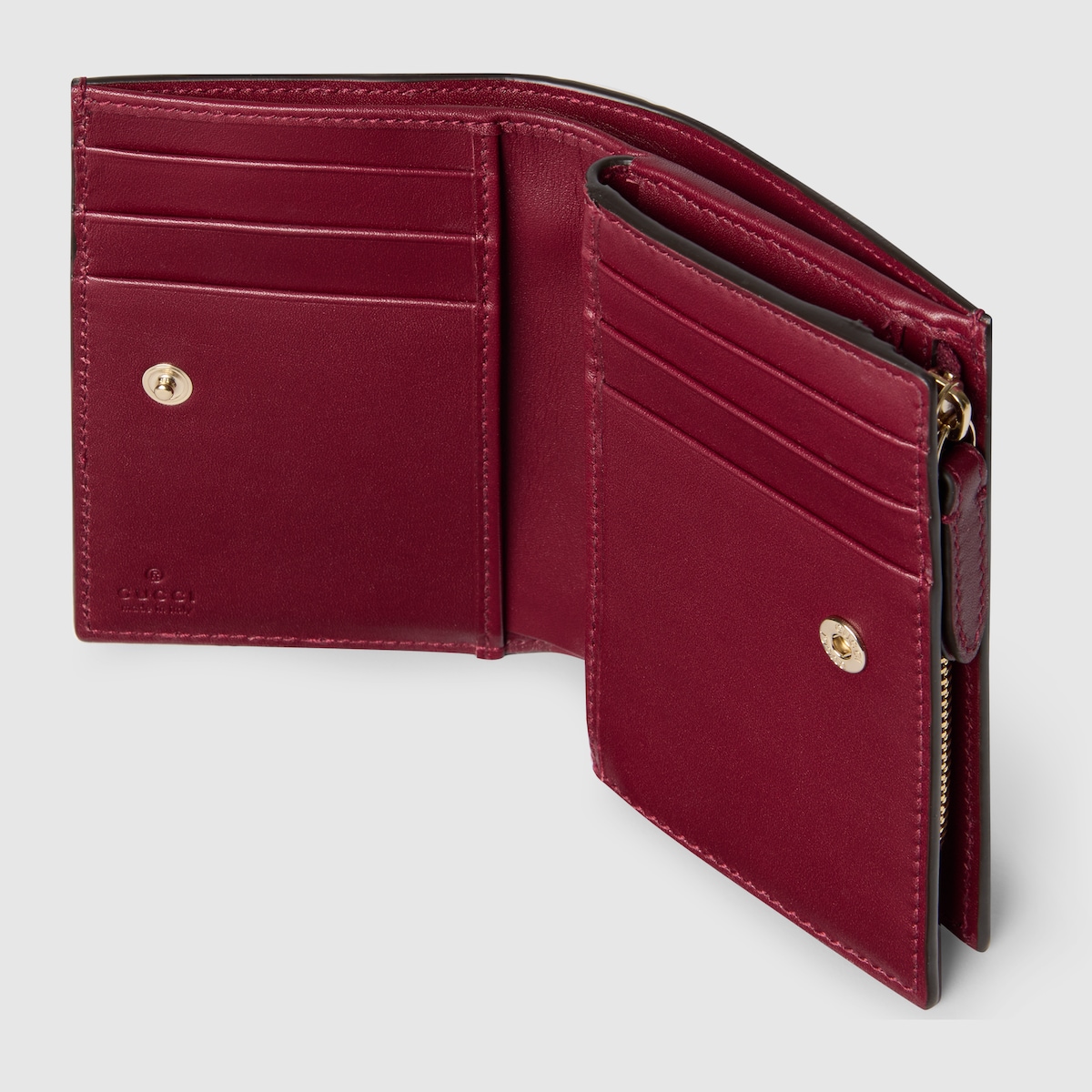 グッチアンコラレッドウォレットレザーレディース GG Emblem small wallet in Rosso Ancora red GG leather