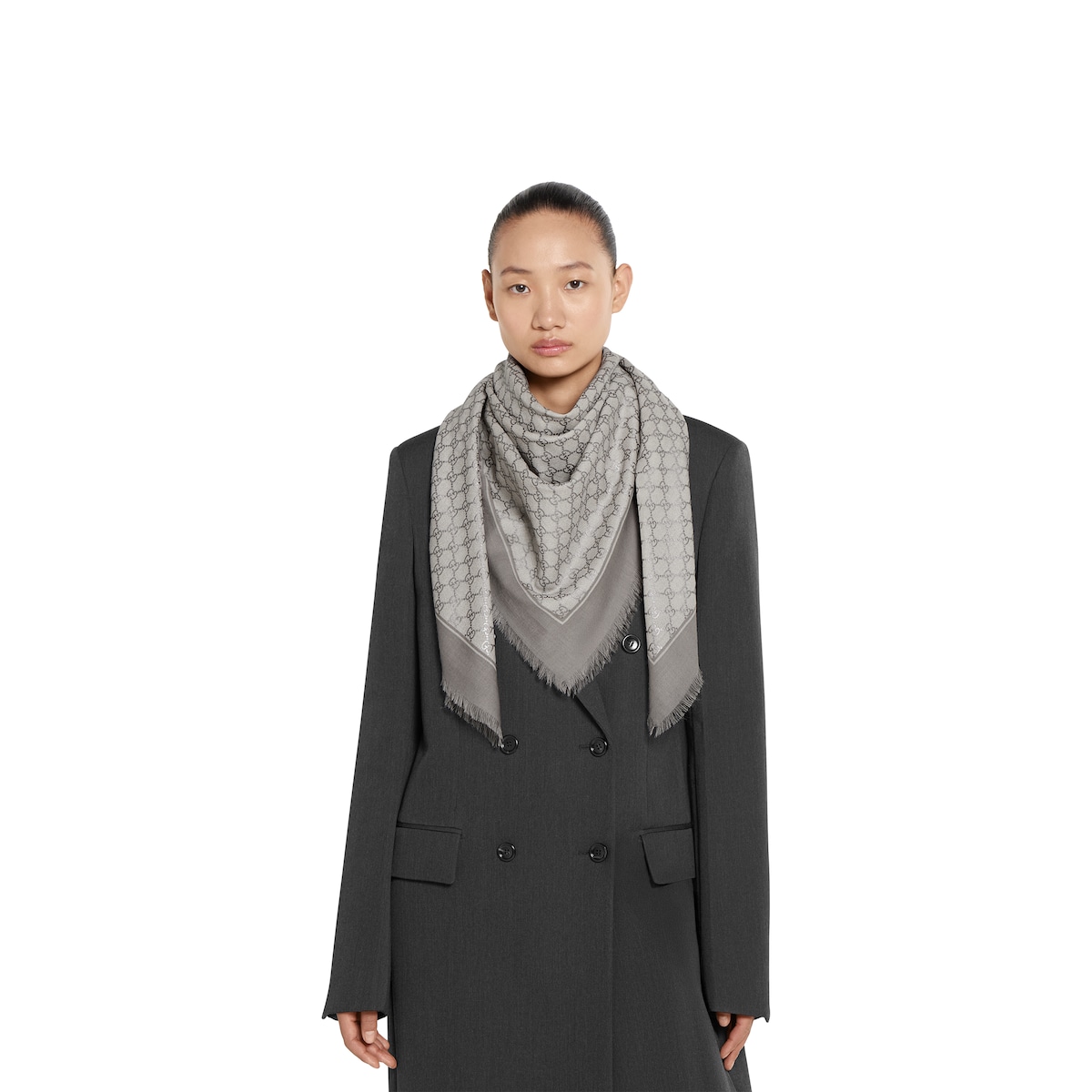 GG wool shawl in light grey | GUCCI® US