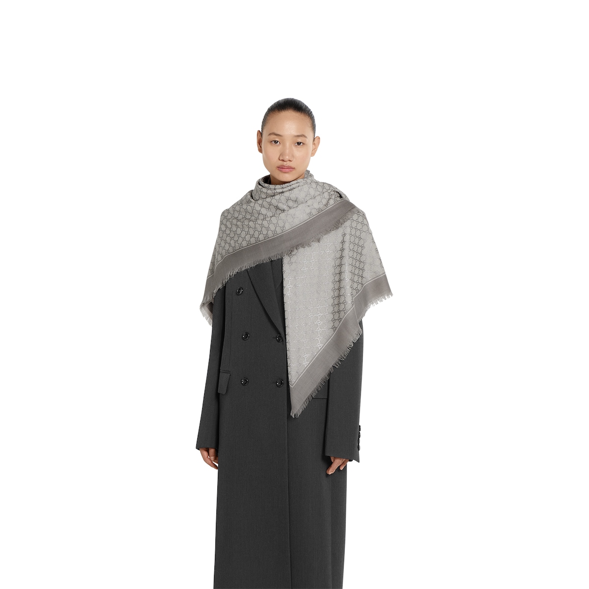 GG wool shawl in light grey | GUCCI® US