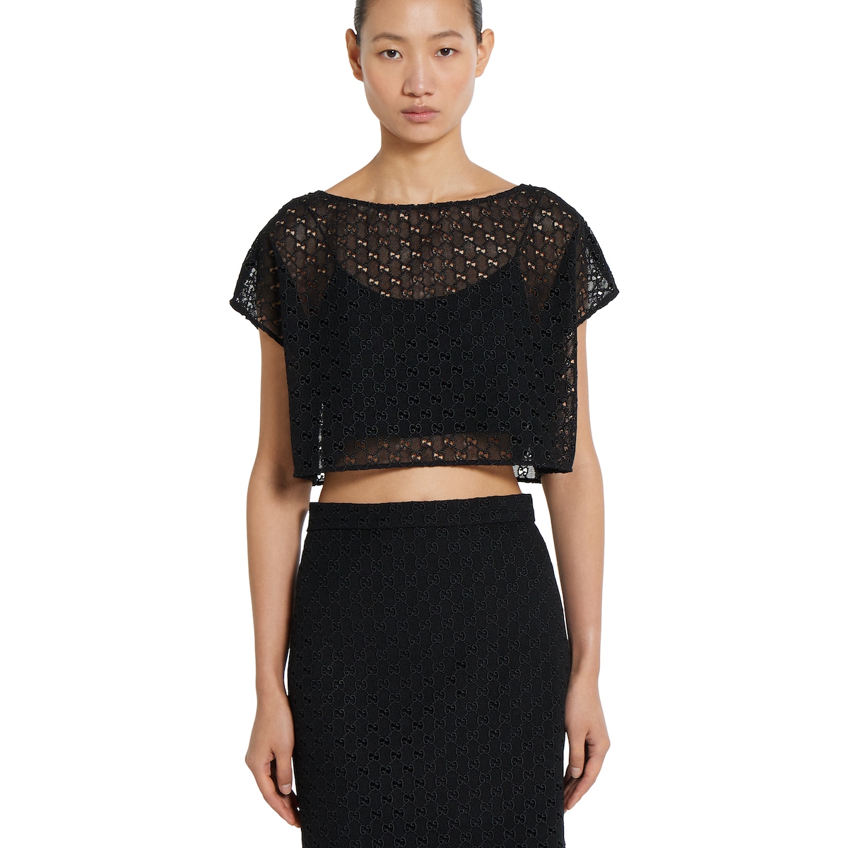 トップス CHAMI chami GG macramé top in black | GUCCI® US