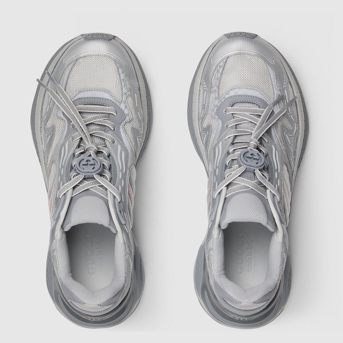 Men's Gucci 2.0 sneaker in silver leather and mesh | GUCCI® SI