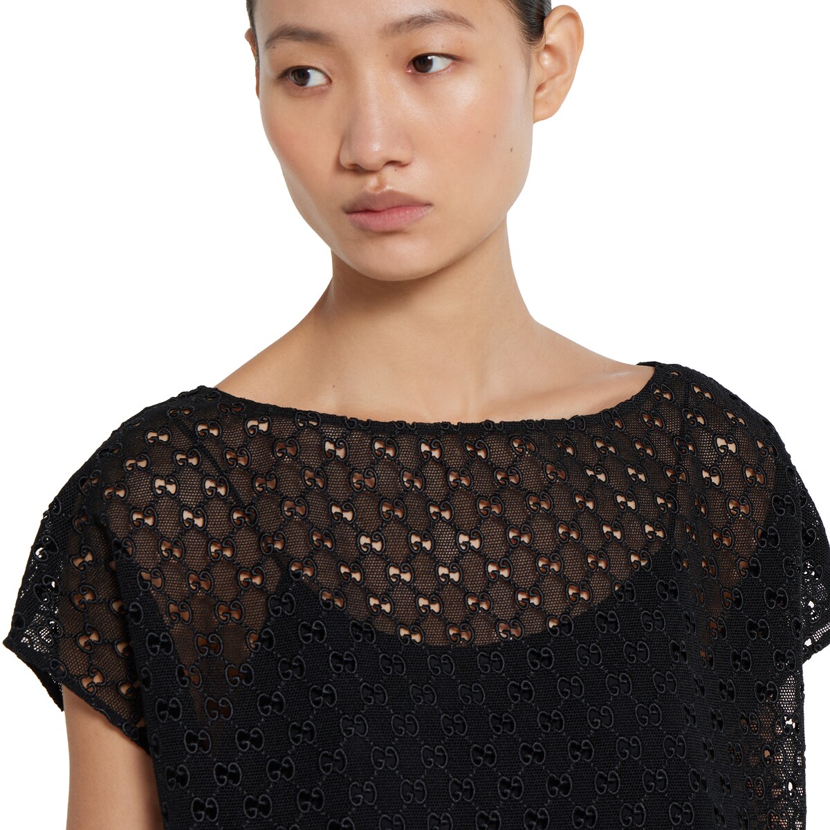 GG macramé top in black | GUCCI® US
