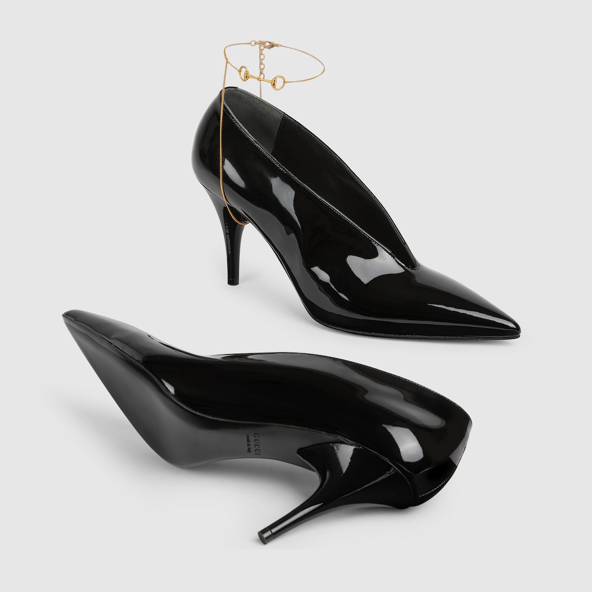 Women's Gucci 97 heeled pump in black patent leather | GUCCI® US