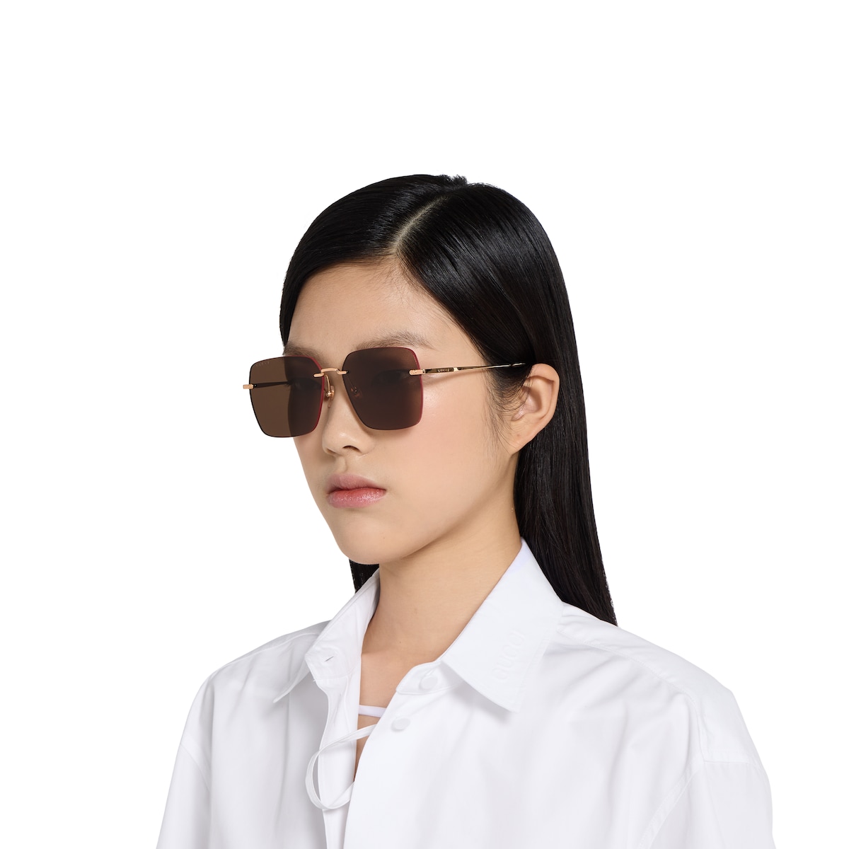 ENFOLD - aymm Specialized fit square sunglasses in light gold | GUCCI® US