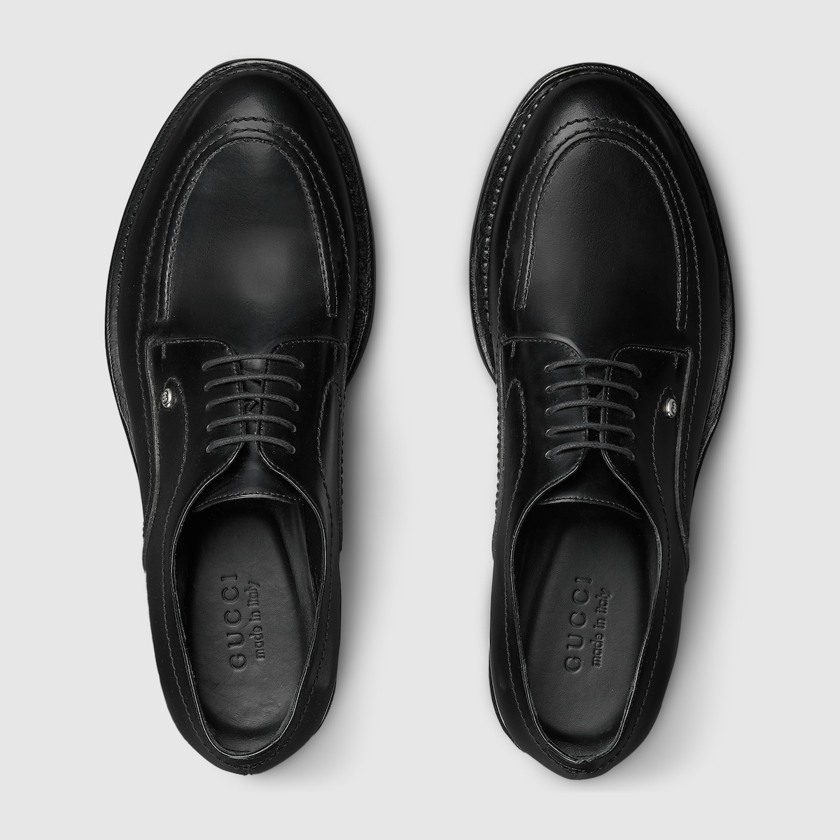 ちょ⭐︎ Men's lace-up shoe in black shiny leather | GUCCI® US