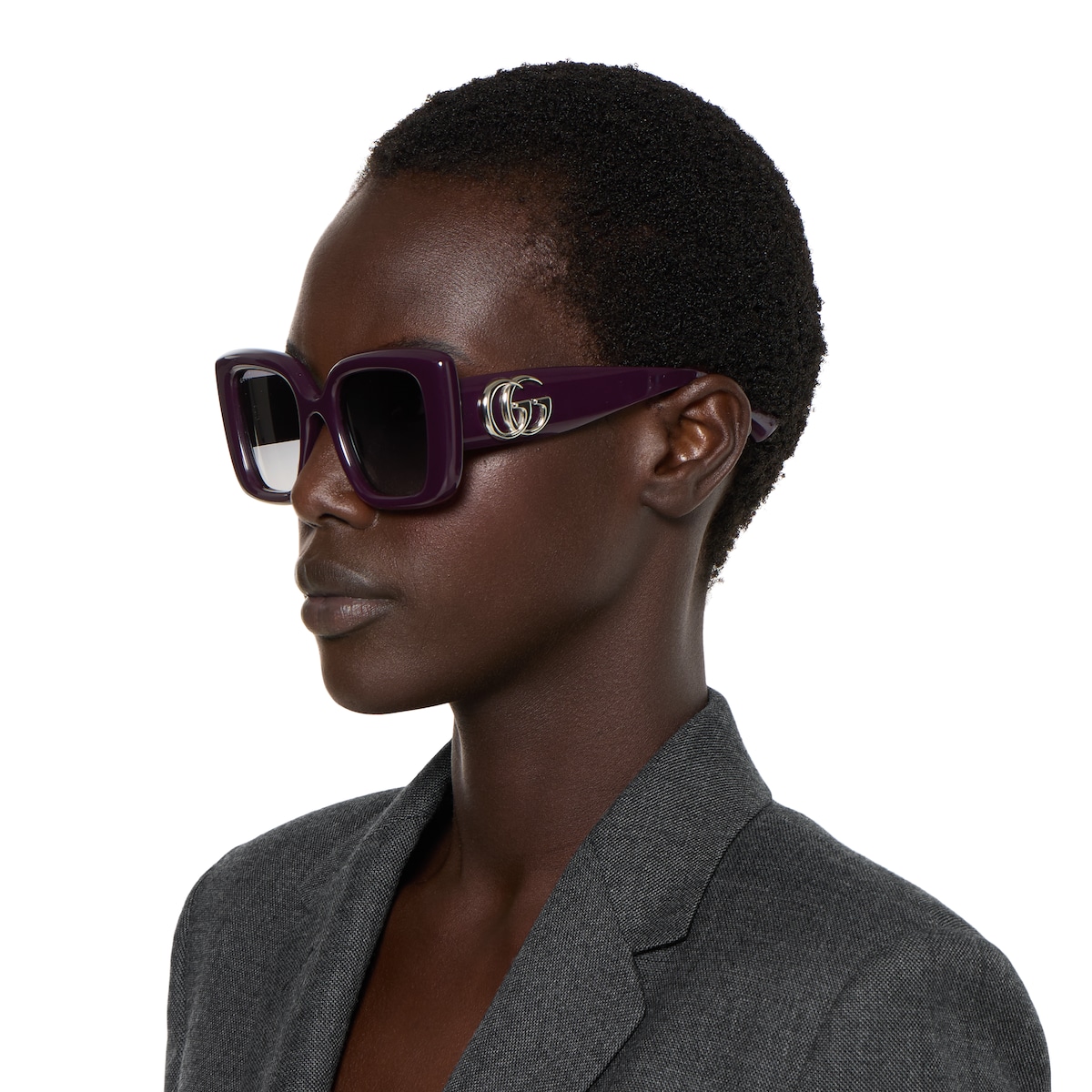 Butterfly frame sunglasses in dark purple | GUCCI® US