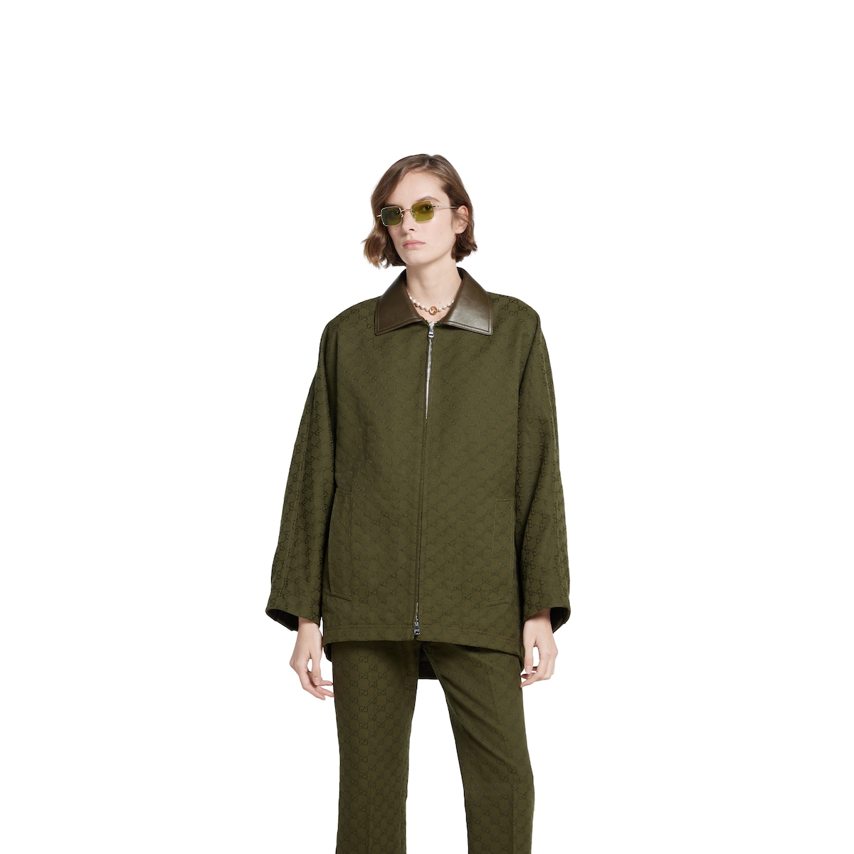 ジャケット GUCCI FW25 Olive green GG fabric jacket (826626Z8B1O 3602) GG canvas jacket in forest green | GUCCI® US