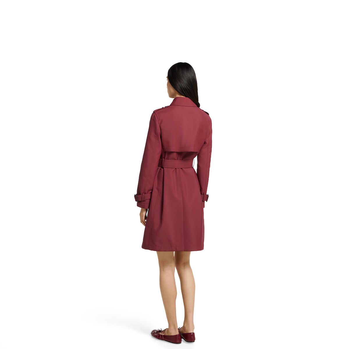Double gabardine trench coat in burgundy | GUCCI® US