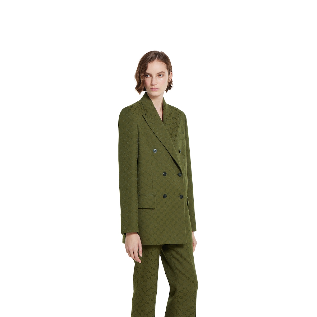 GUCCI ヴィンテージ　Pコート　キャンバス生地 GG canvas jacket in forest green | GUCCI® US