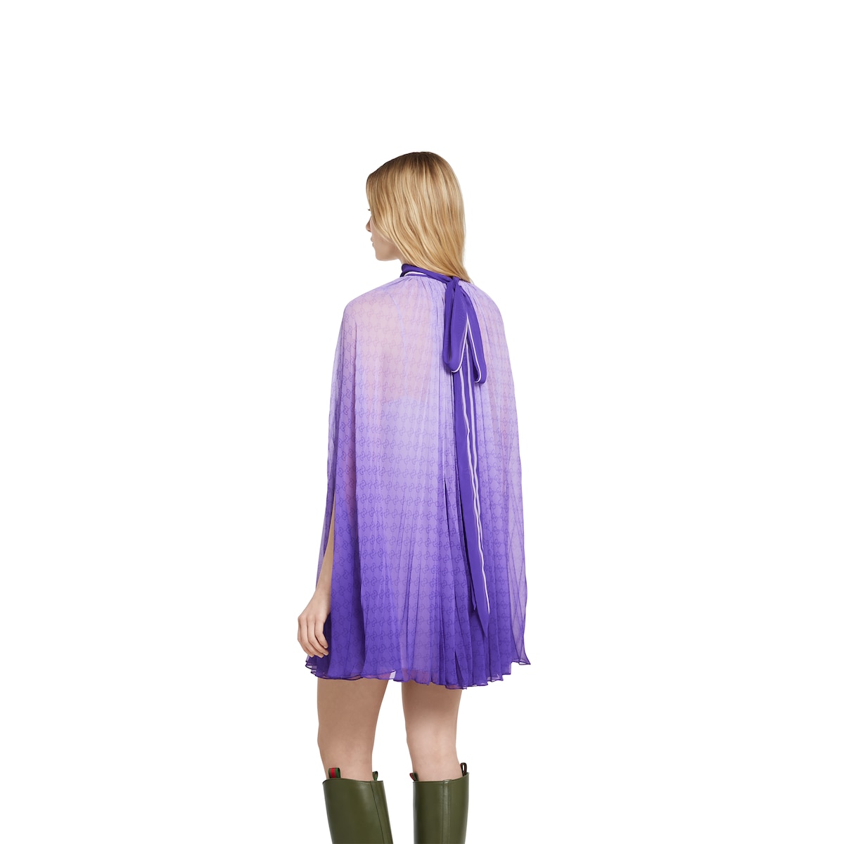 特別セーフ Printed georgette pleated dress in lilac and purple | GUCCI® US 時計