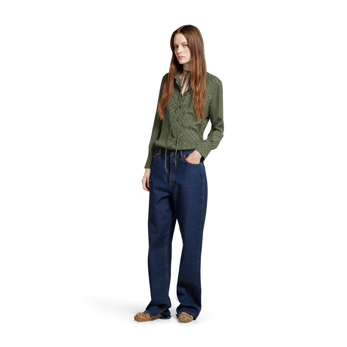 Gucci Women's Jacquard GG Shirt Green main image 1
