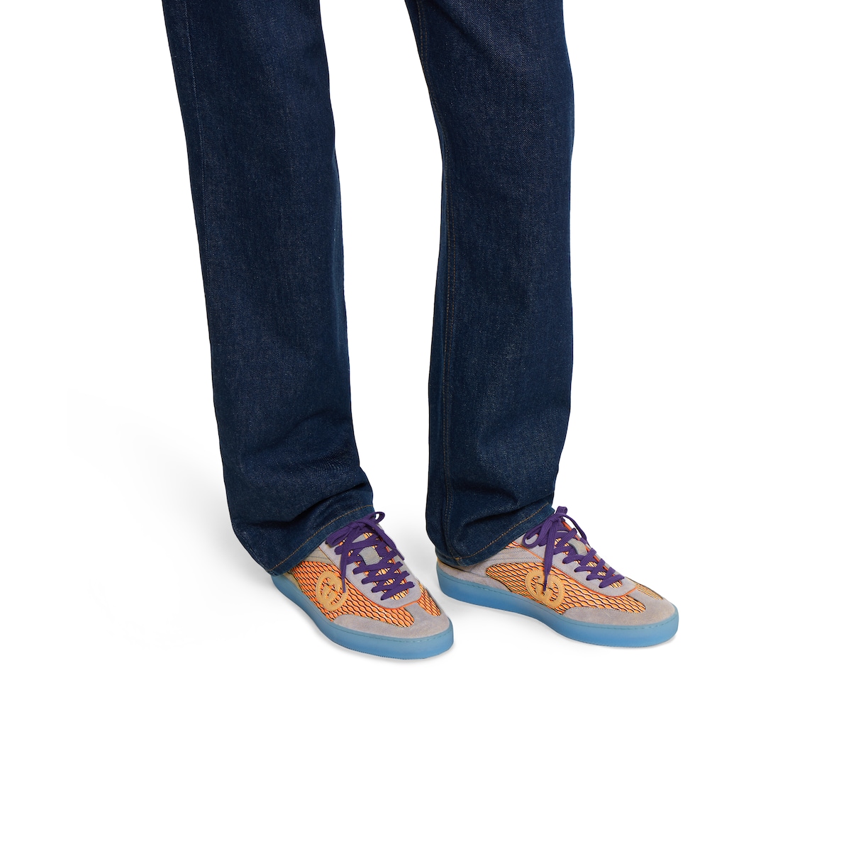 Men's G75 sneaker in multicolor mesh and suede | GUCCI® US