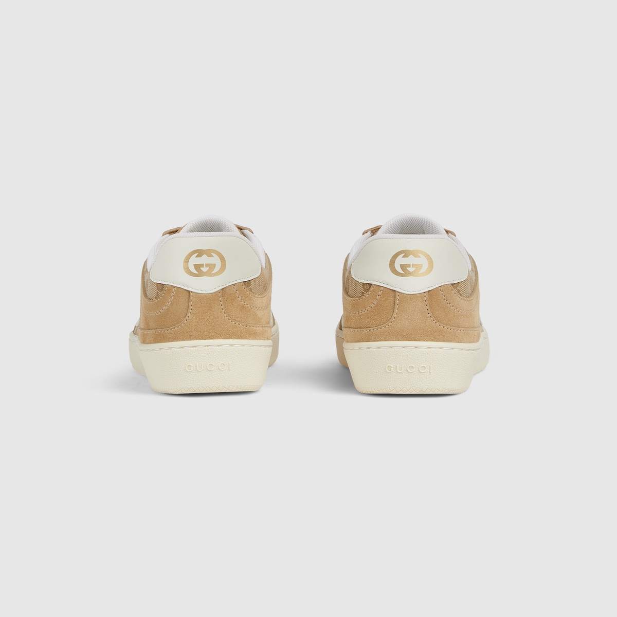Women's G75 sneaker in beige and dark brown GG canvas