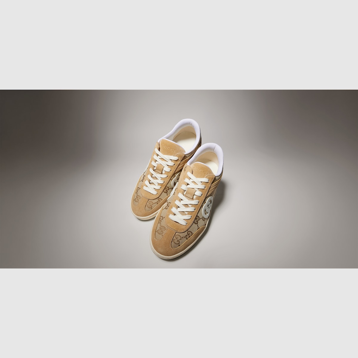 Women's G75 sneaker in beige and dark brown GG canvas - thumbnail 4