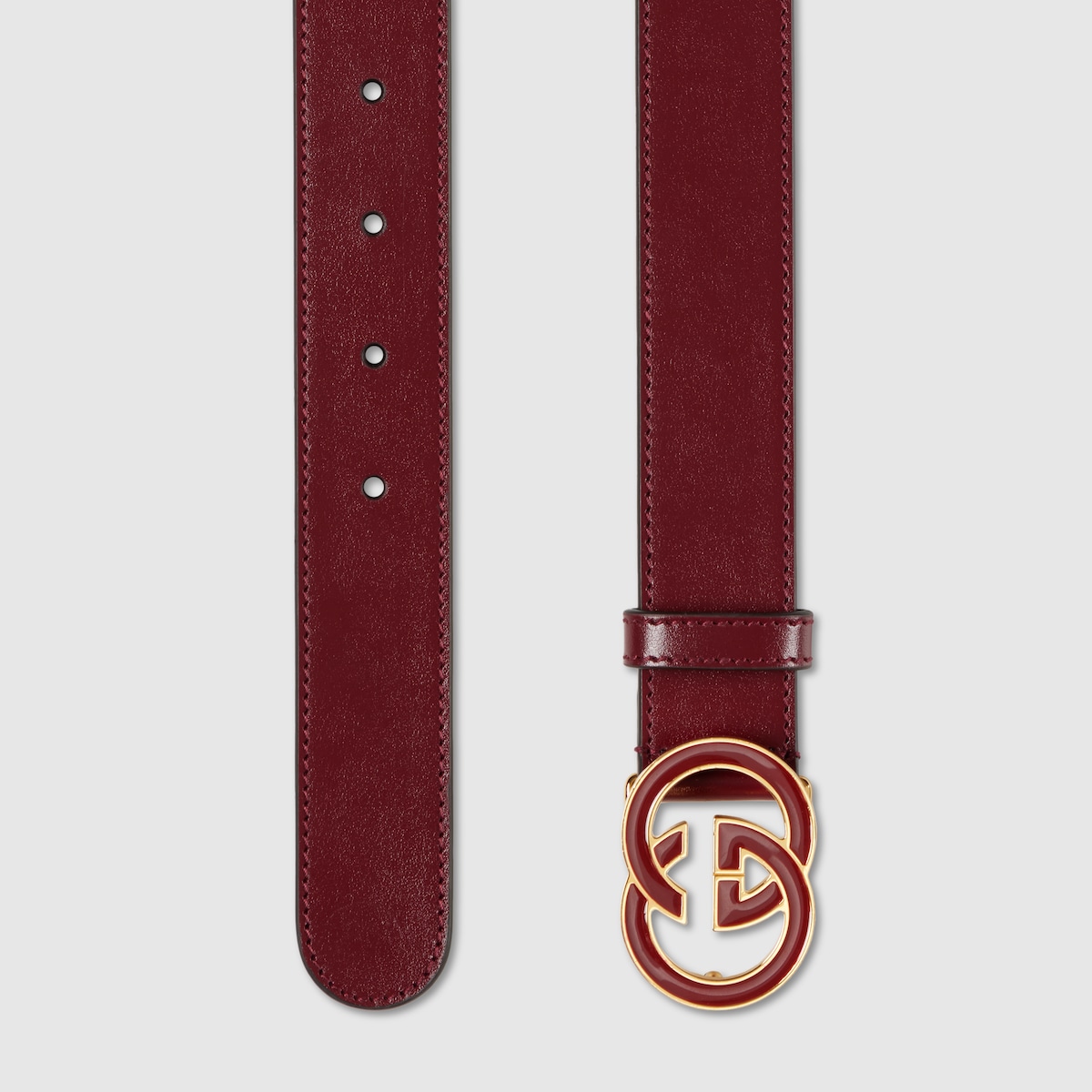 Belt with Interlocking G buckle in Rosso Ancora red leather