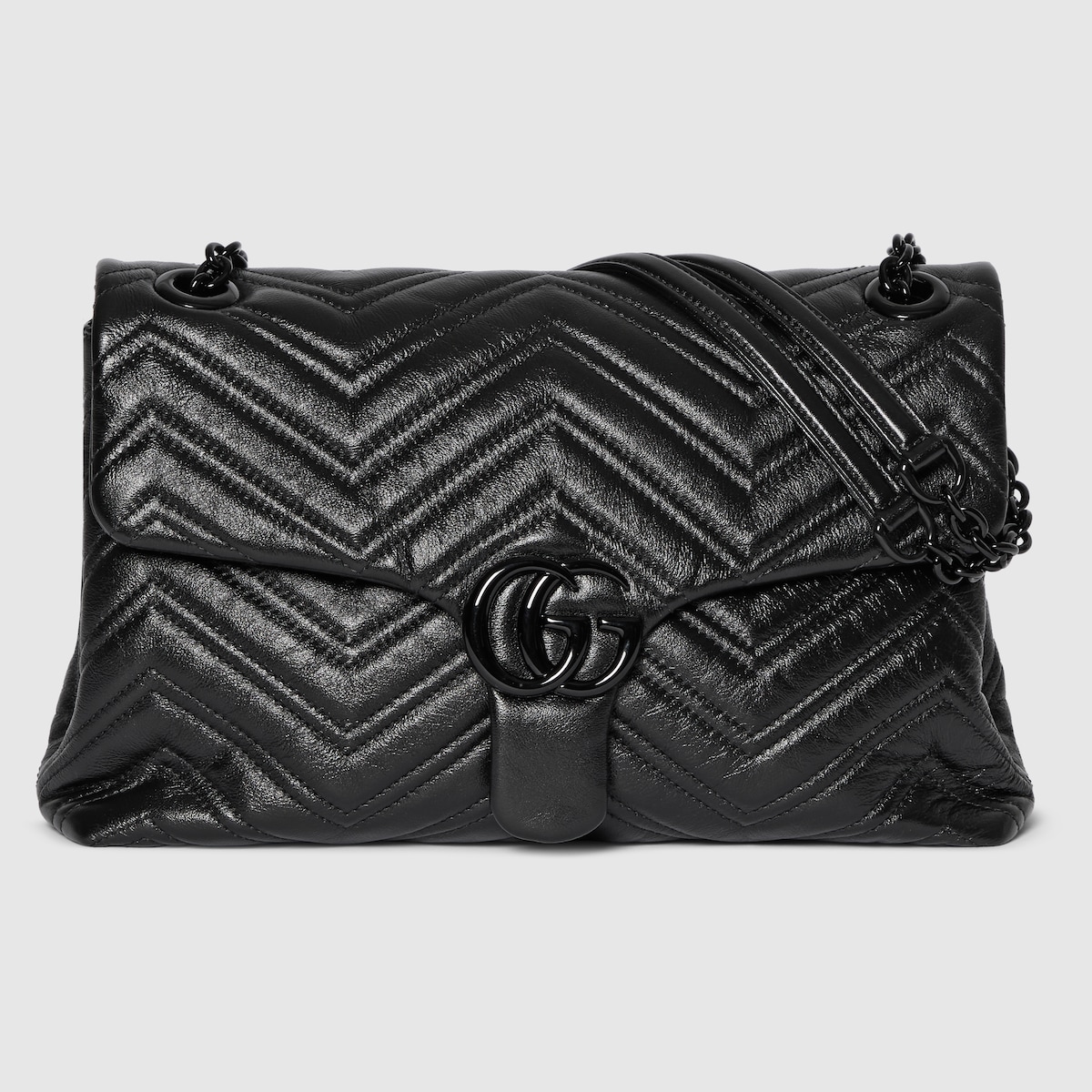 GUCCI GG Marmont ショルダーバッグ GG Marmont medium shoulder bag in black leather | GUCCI® US