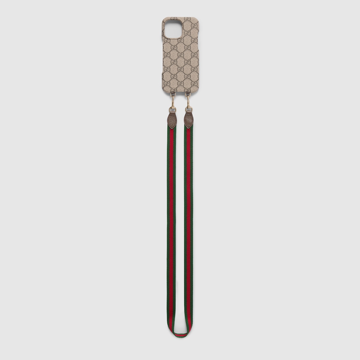 Ophidia lanyard iPhone 16 Pro Max holder in beige and brown GG