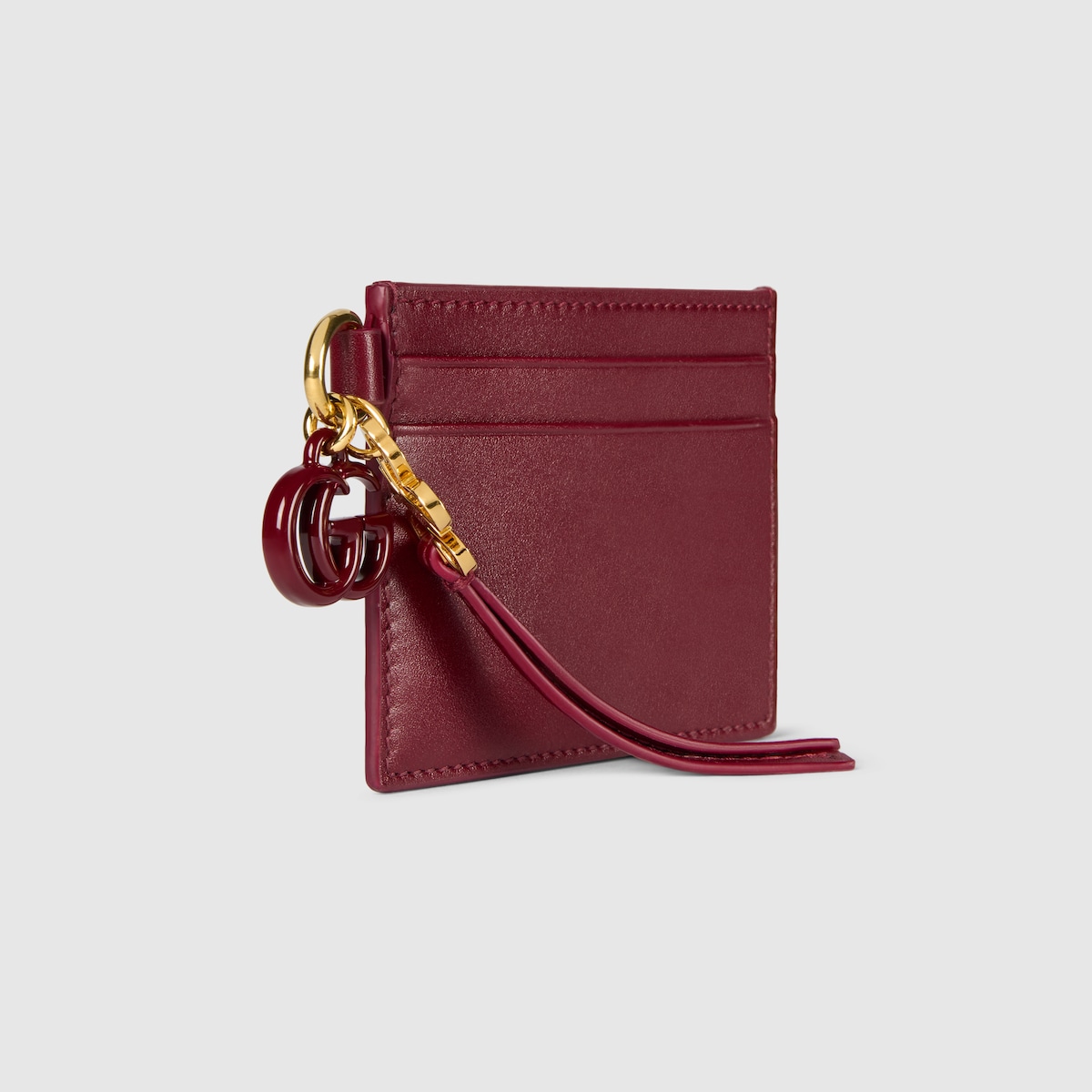 Card case with Double G and butterfly charm in Rosso Ancora