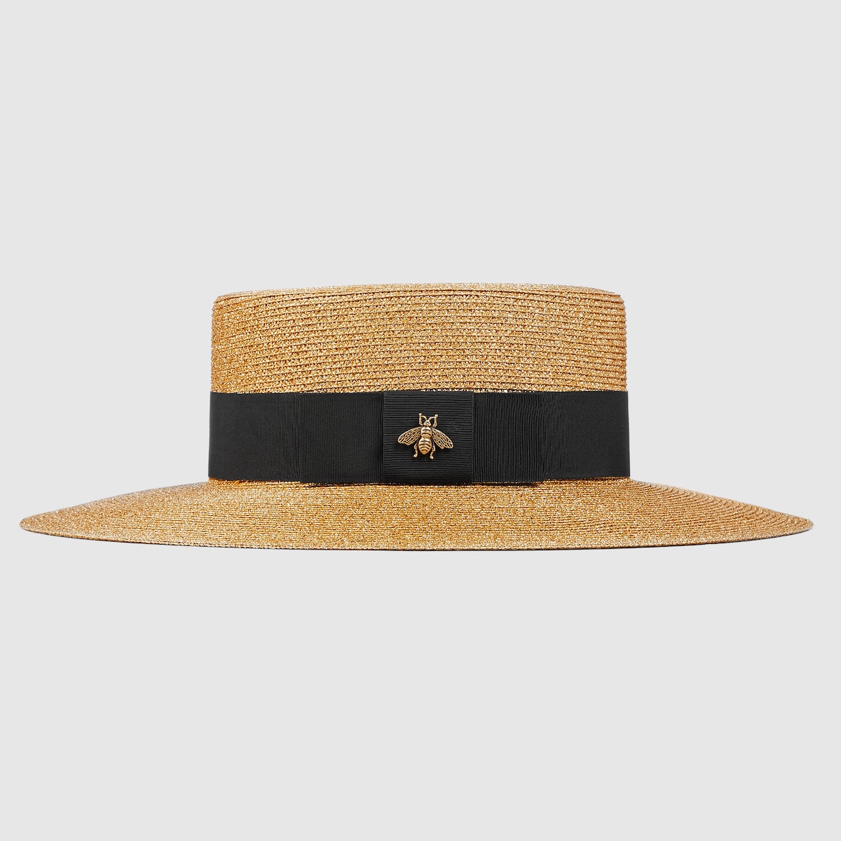GUCCI ゴールド ストローハット Lamé papier hat in black and gold lamé | GUCCI® US