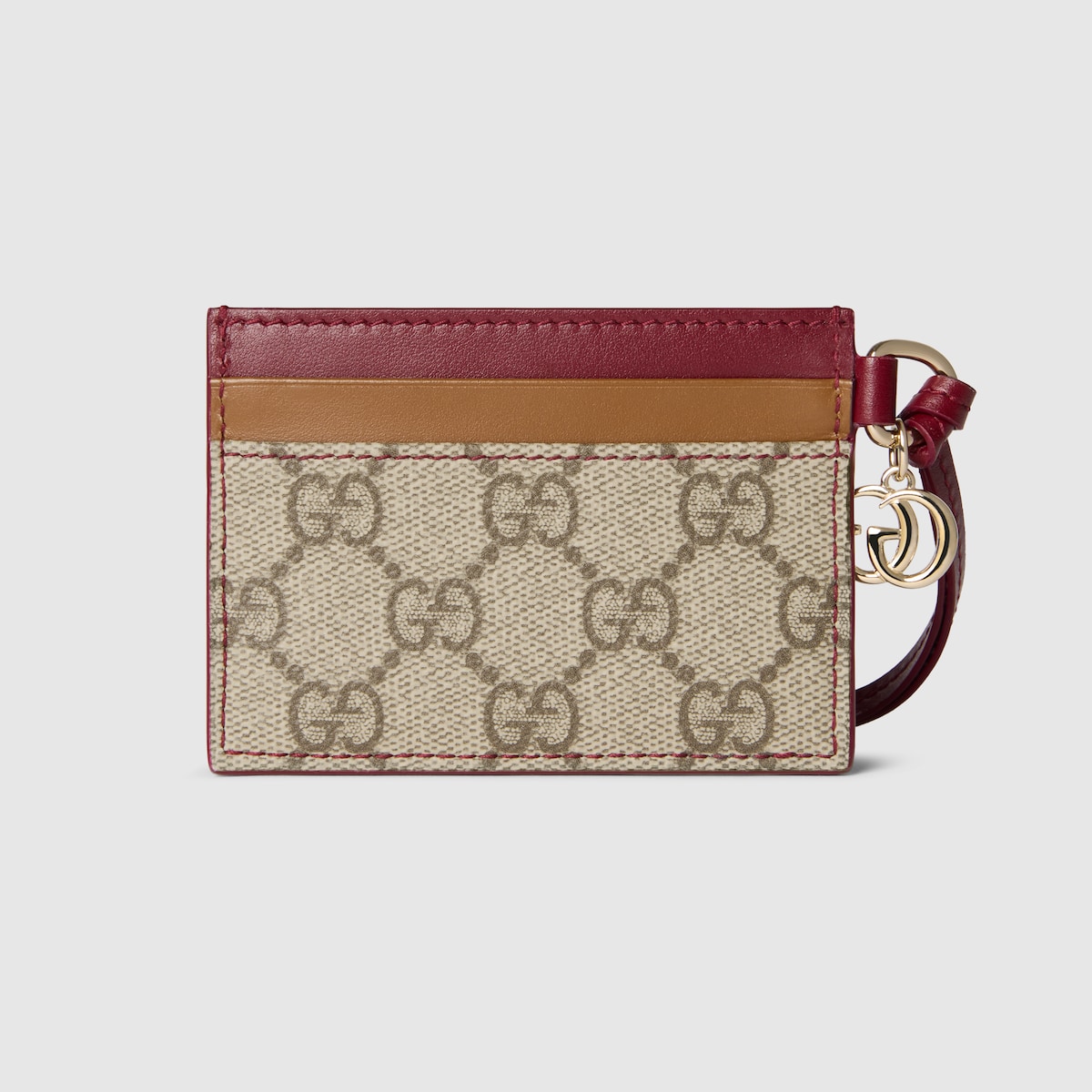 GUCCI ショルダーバッグ 美品 カード入つき Card case with Double G and dog in beige and dark brown GG Supreme