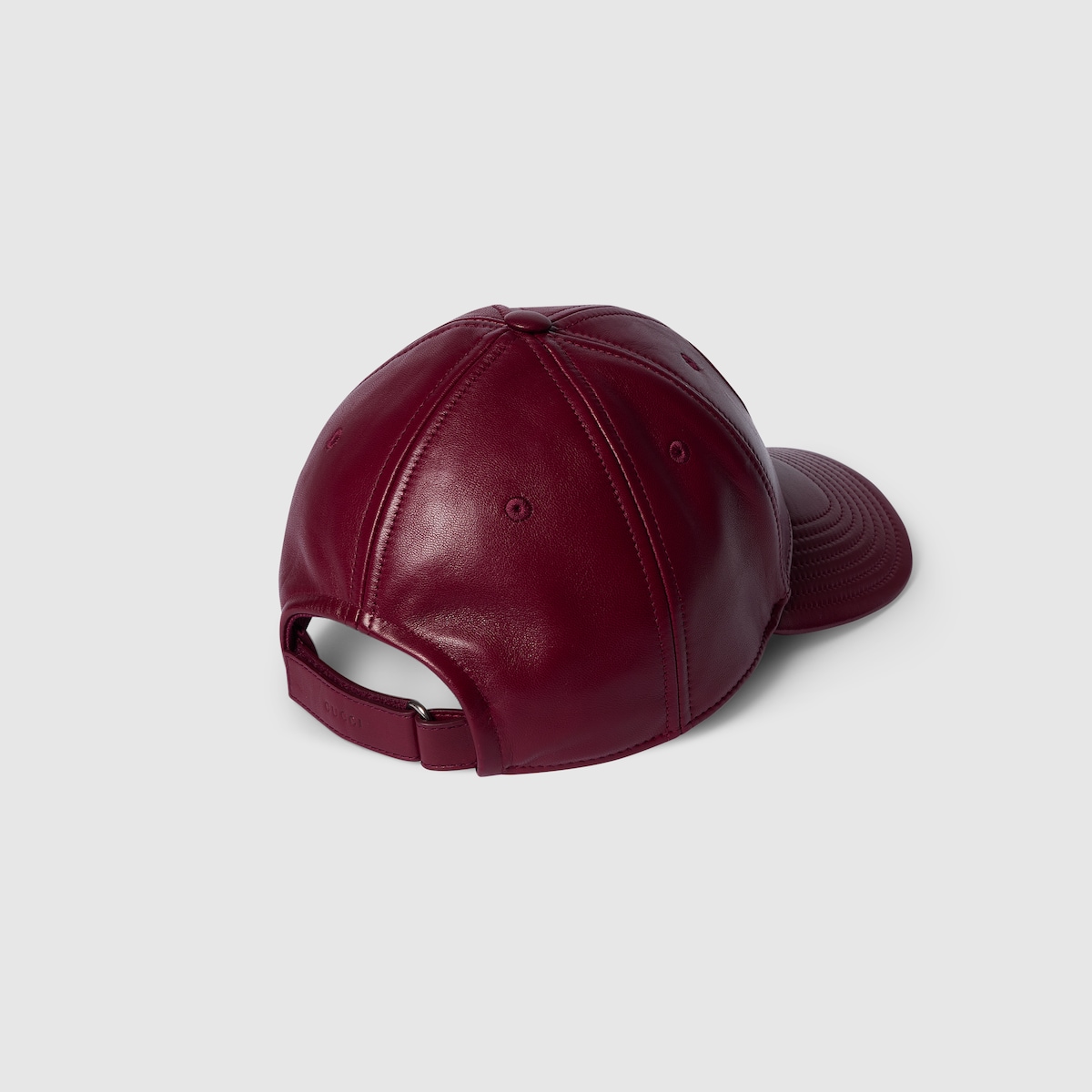 Leather baseball hat with Double G in bordeaux | GUCCI® US