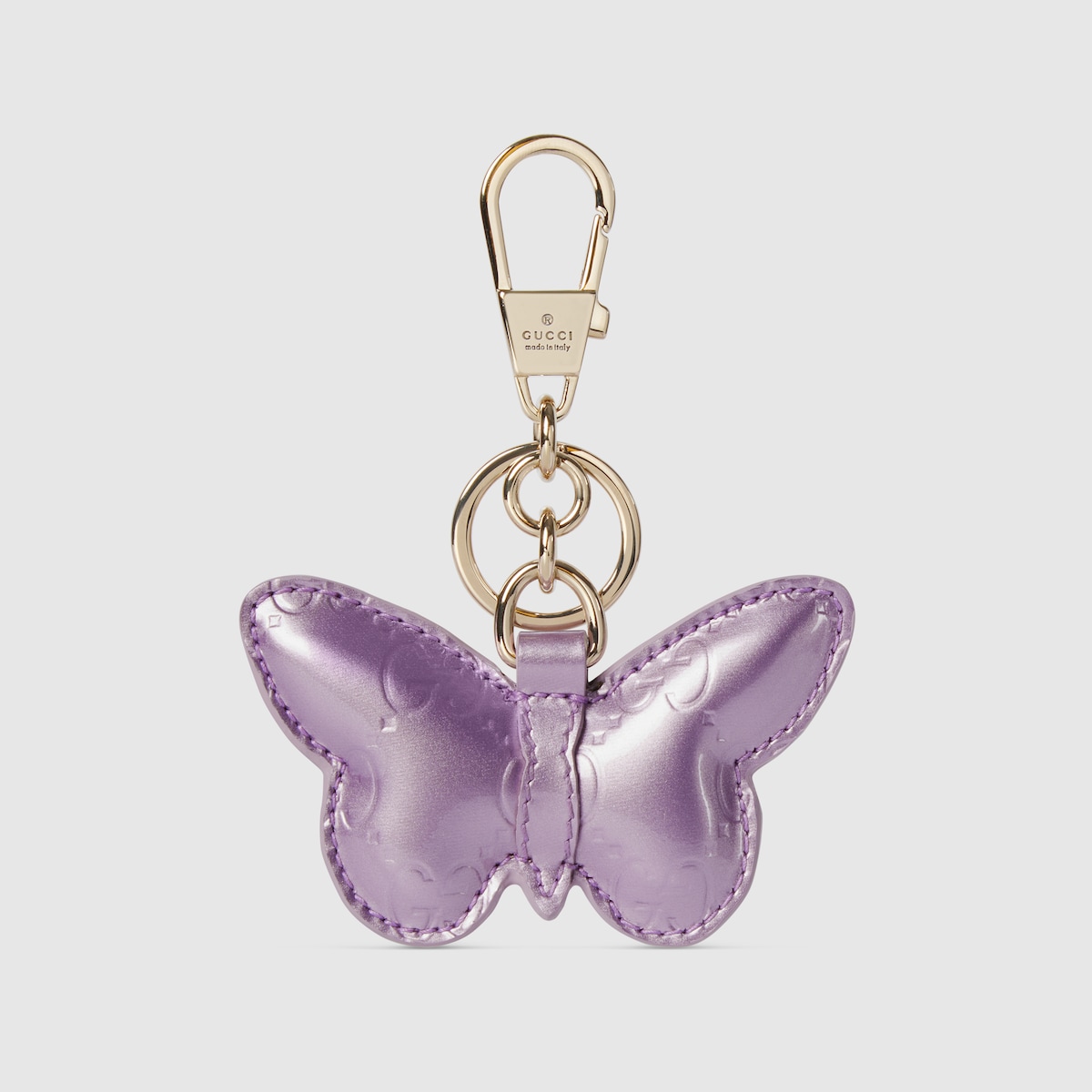Butterfly-shaped keychain in lilac patent GG leather | GUCCI® US