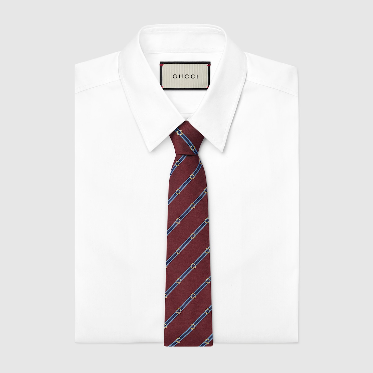 Silk jacquard tie in bordeaux and light blue | GUCCI® CA