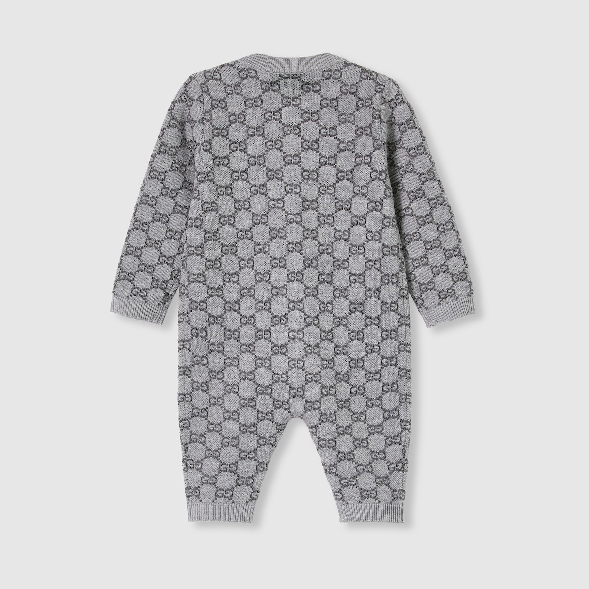 Baby GG wool jacquard one-piece in grey