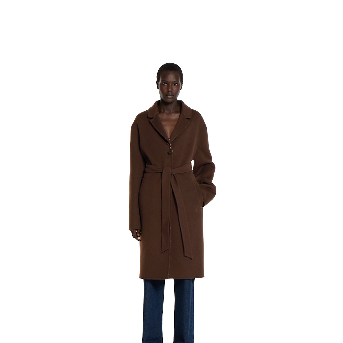 Reversible silk wool coat in brown | GUCCI® US