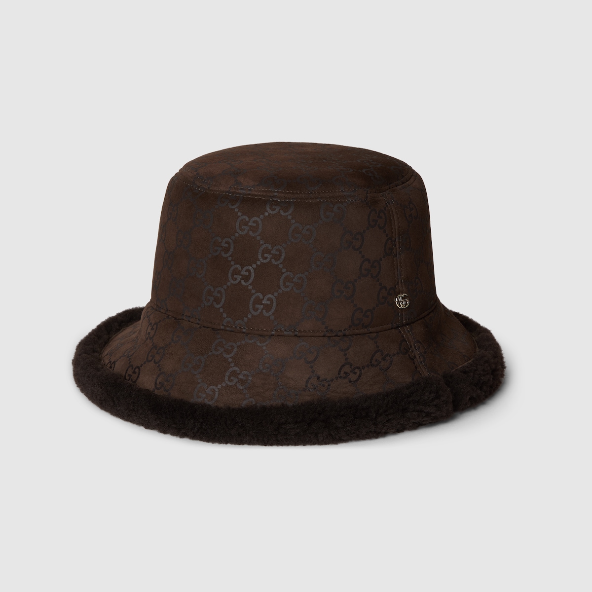 GG suede and merino wool hat in dark brown | GUCCI® GR display picture 2