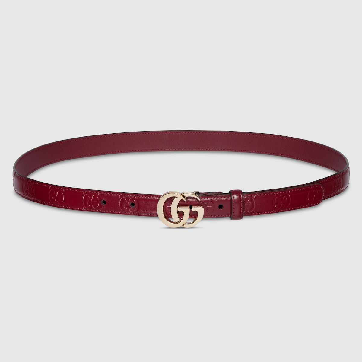 正規店買付【GUCCI】スリム GG ミラノ ロッソ アンコラ ベルト ダブルG スリムベルトブラウン レザー | GUCCI公式