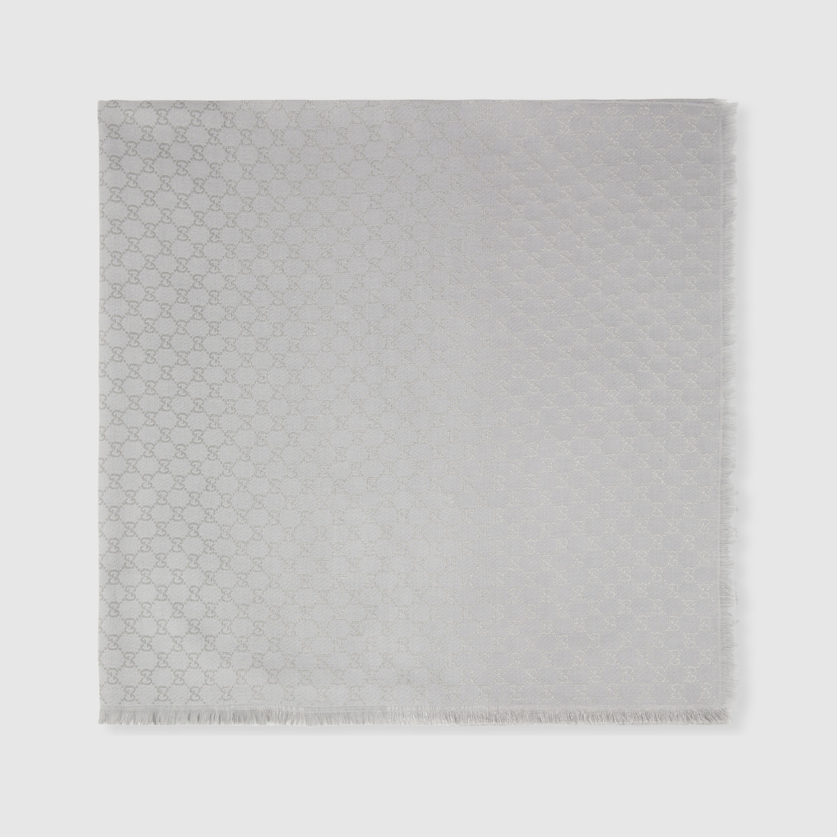 Printed GG cotton wool lamé shawl in beige - thumbnail 2