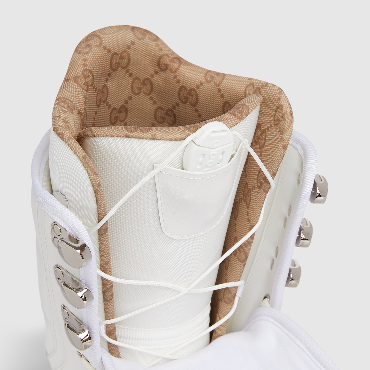 Men's boot with Web in white leather | GUCCI® US