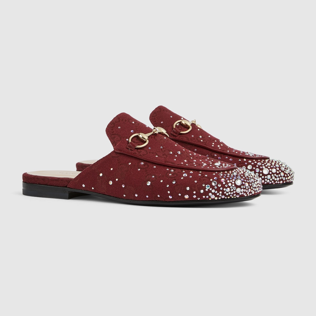 Women's Princetown slipper with crystals in Rosso Ancora GG canvas