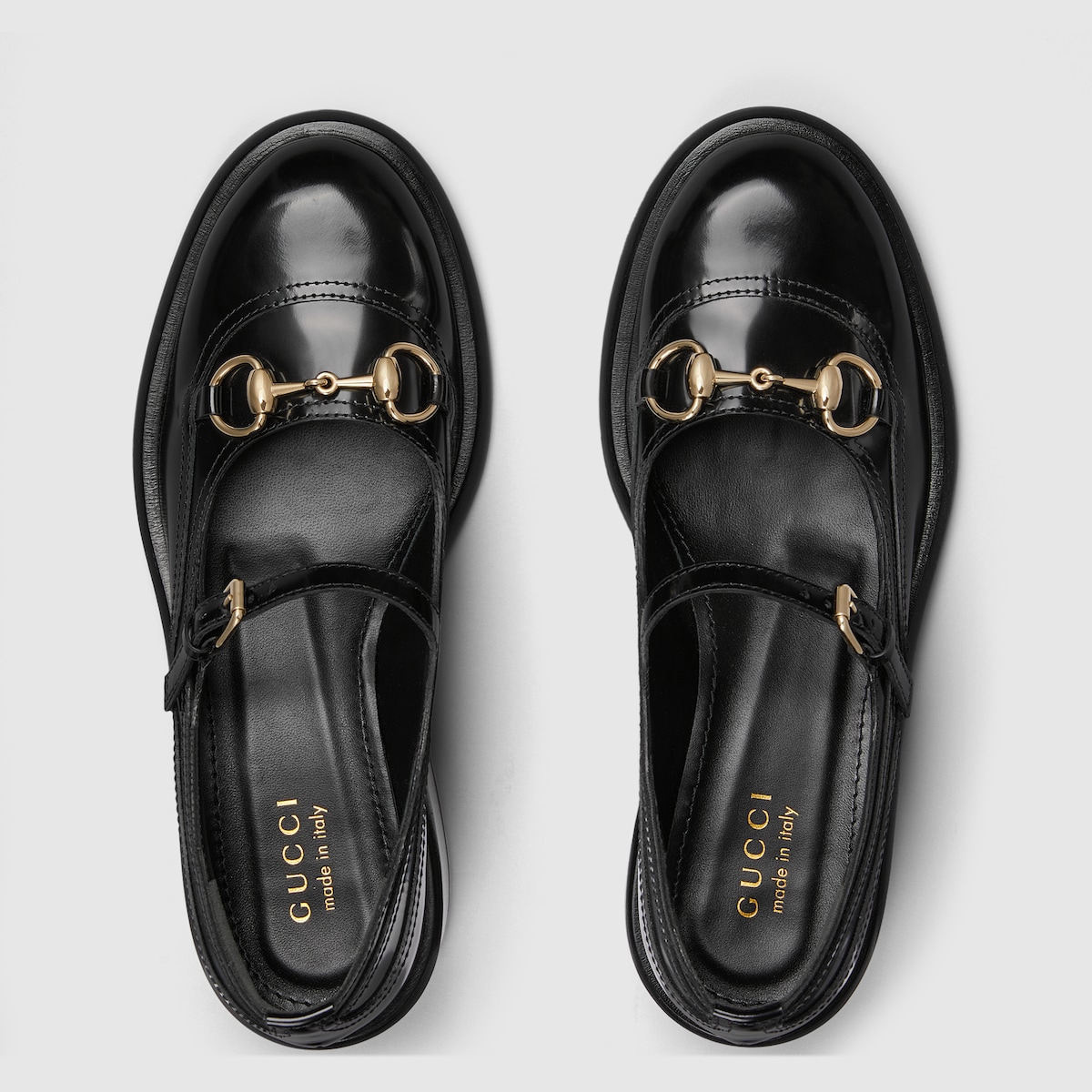 ホースビット付き ウィメンズ Tストラップシューズ ・ブラック