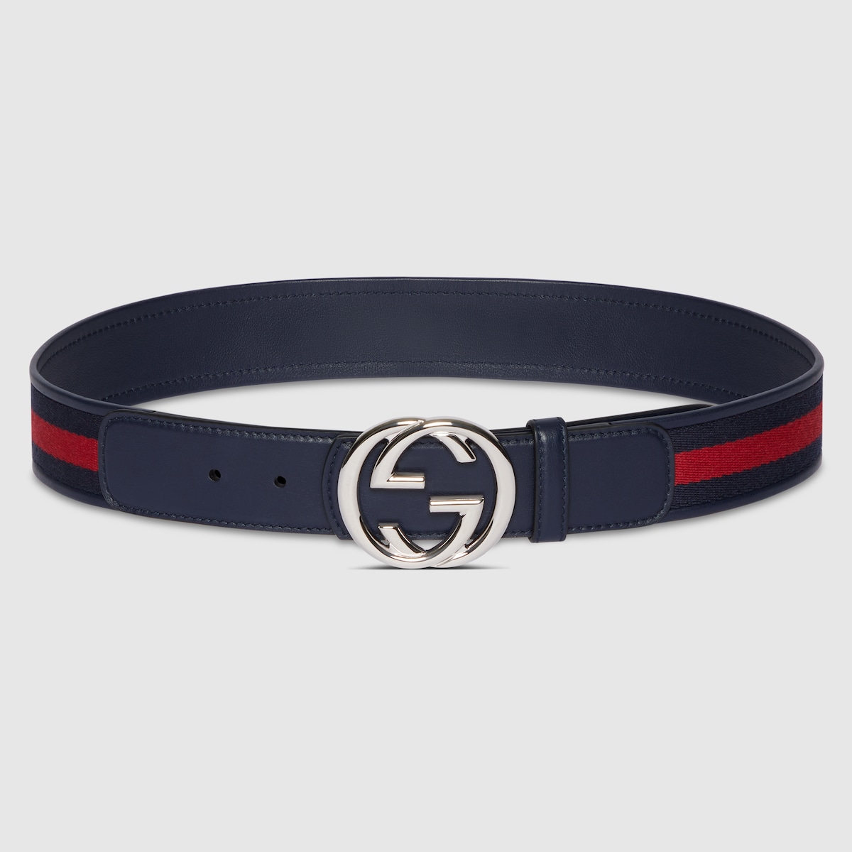 Reversible belt with Interlocking G buckle in blue and red | GUCCI® US