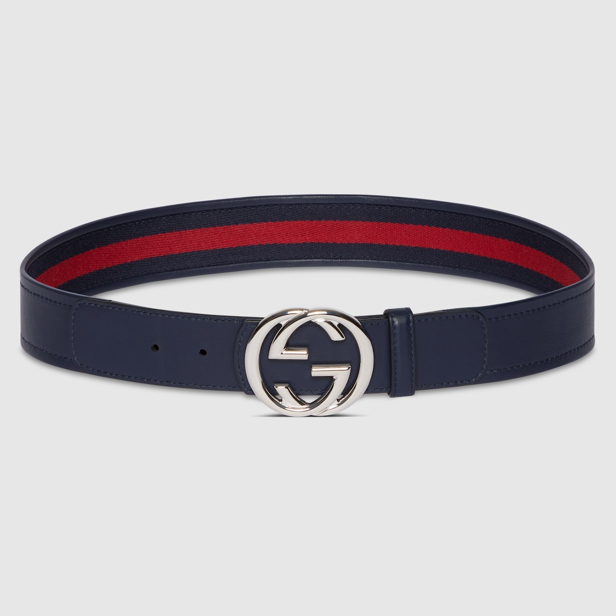 Reversible belt with Interlocking G buckle in blue and red | GUCCI® US