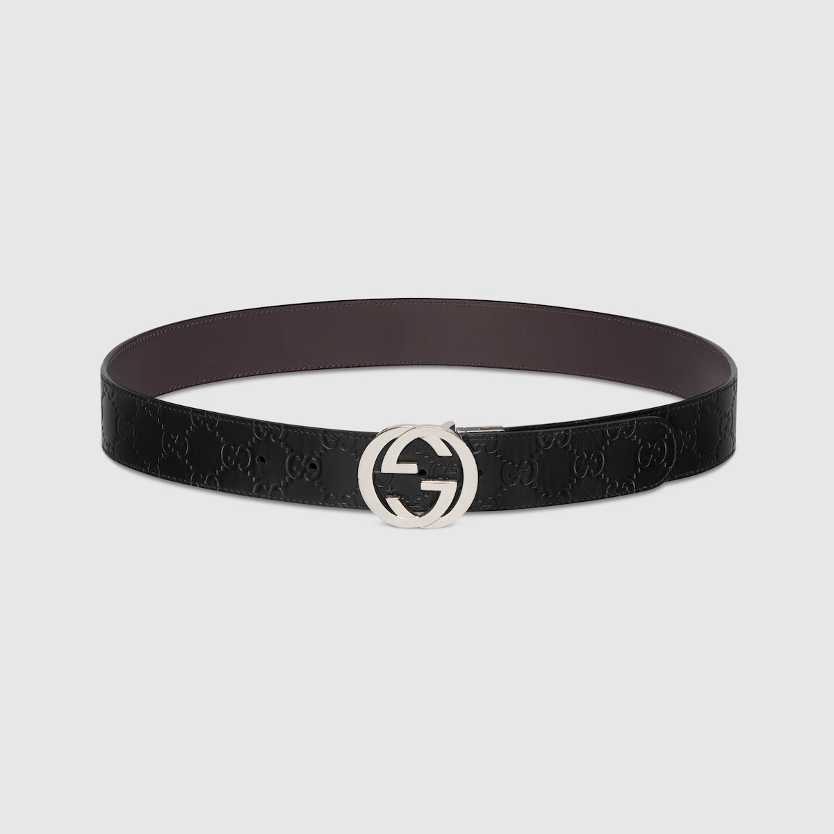 グッチベルト新品 Reversible belt with Interlocking G buckle in black Gucci
