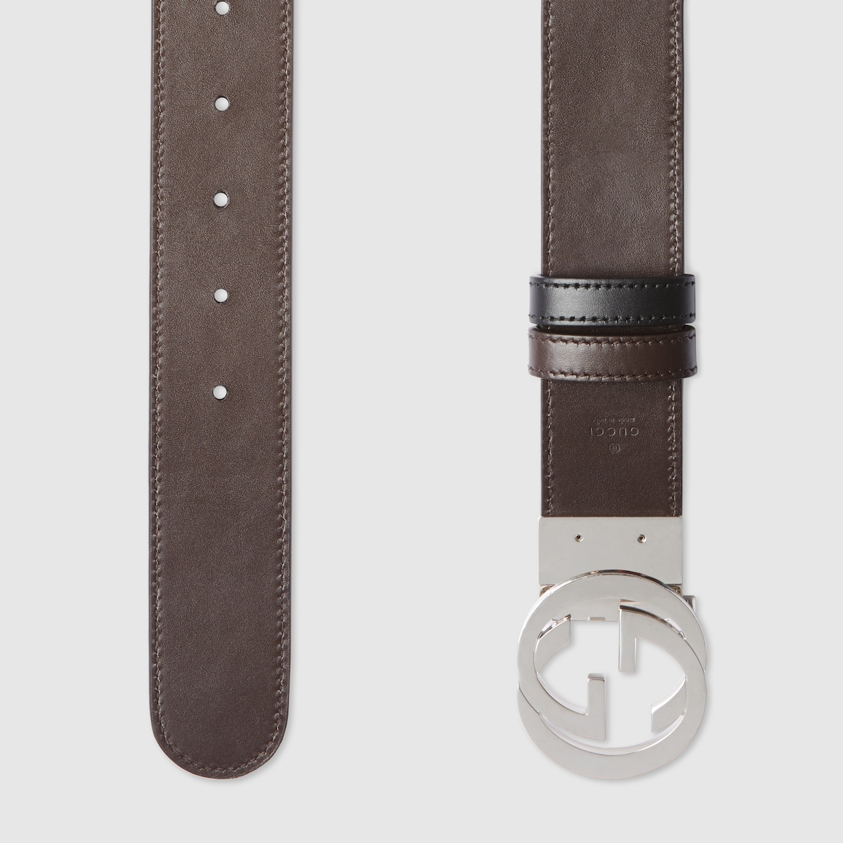 Reversible belt with Interlocking G buckle in black Supreme and leather - thumbnail 10