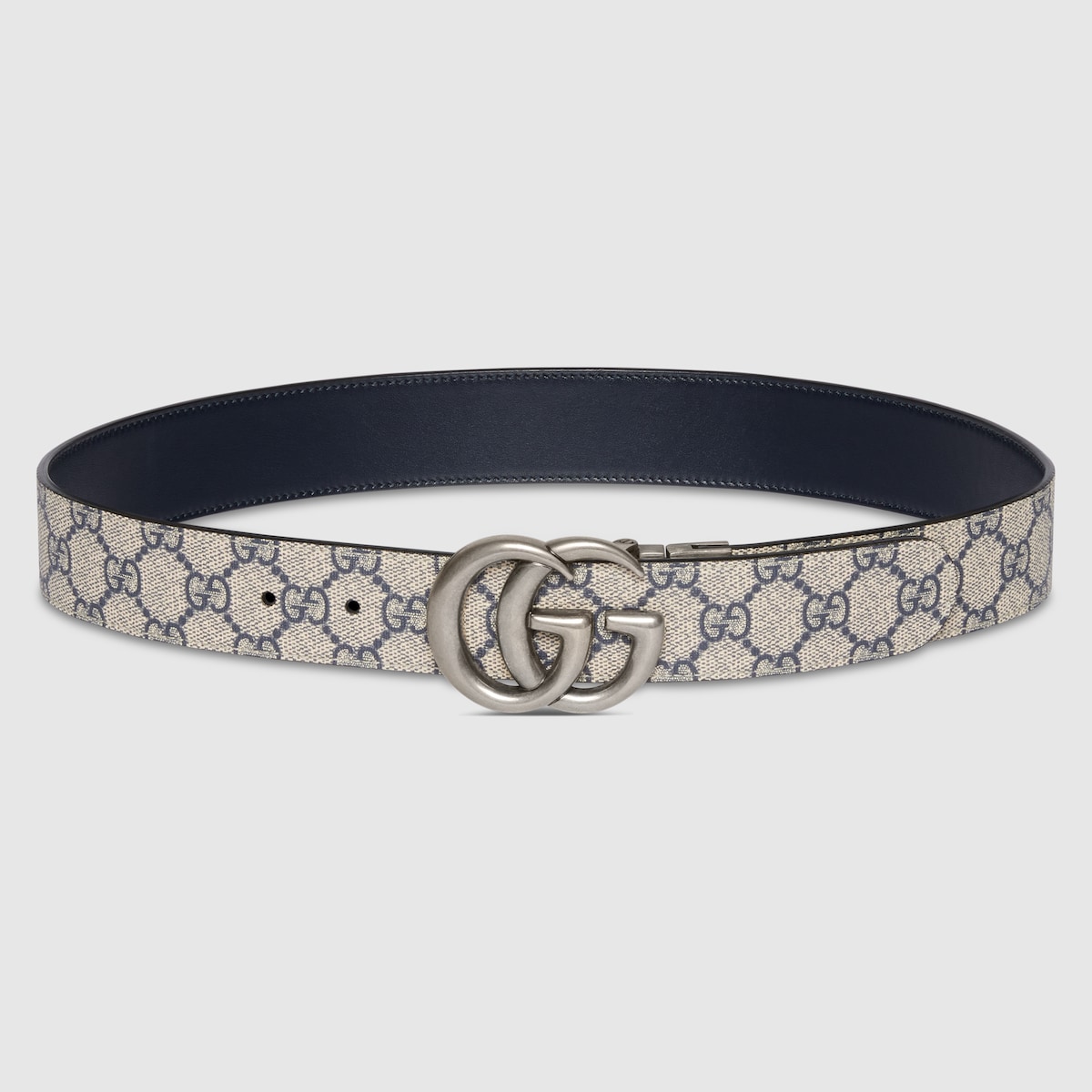 GG Marmont reversible belt in beige and blue GG Supreme