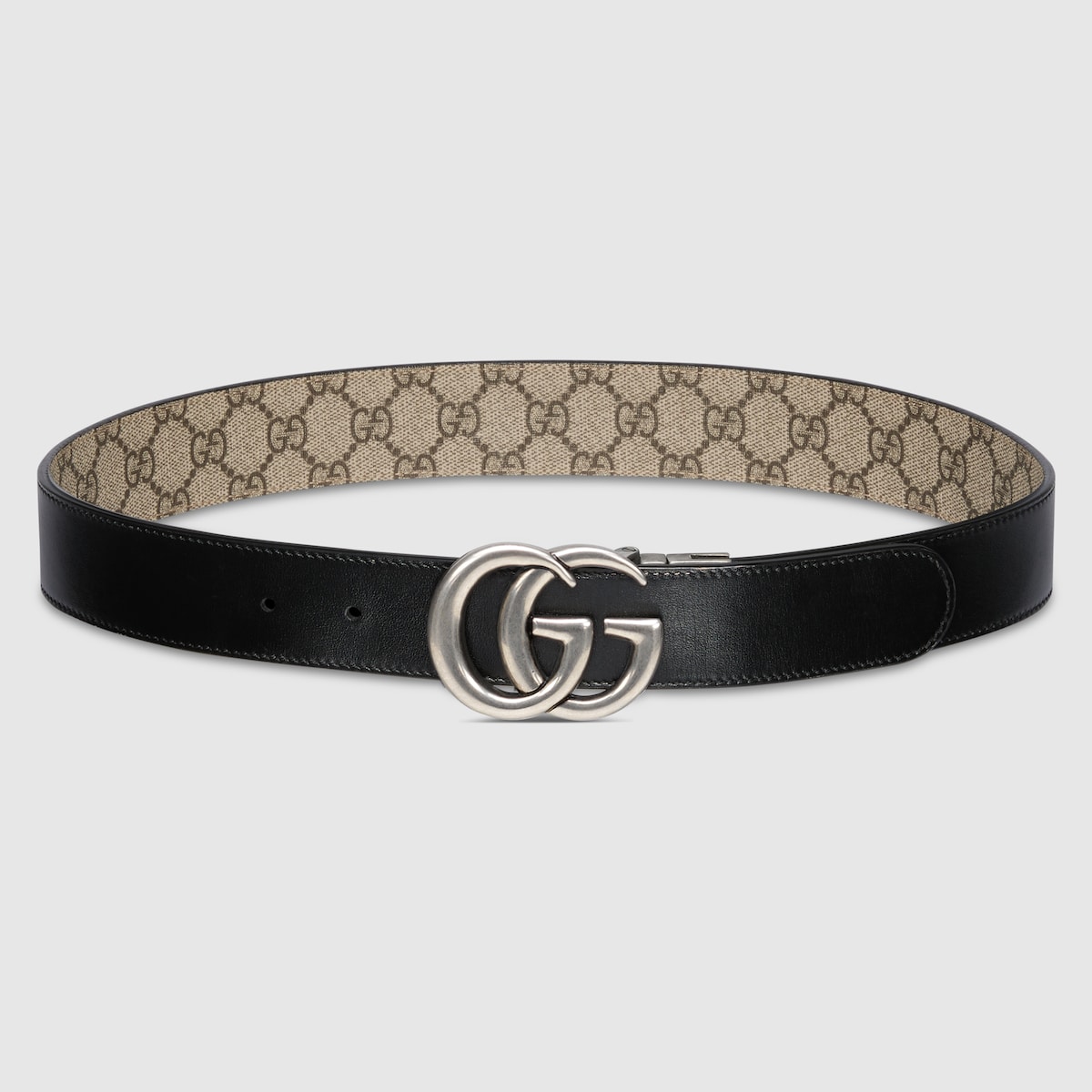 ブラック×ホワイト m様 GG Marmont reversible belt in beige and ebony GG Supreme