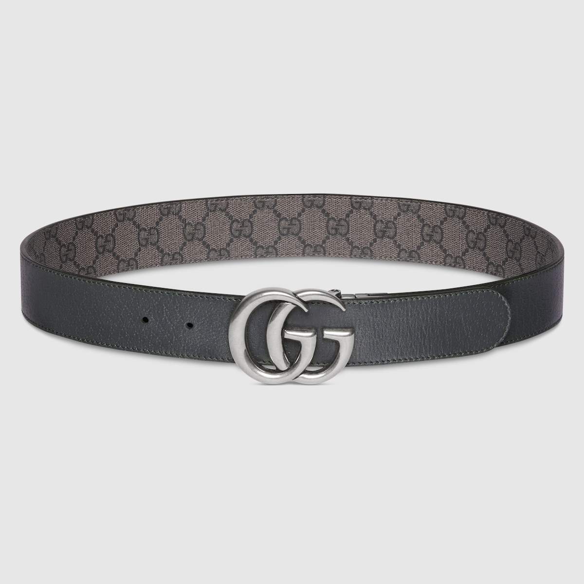 GG Marmont reversible belt in grey and black Supreme | GUCCI® US