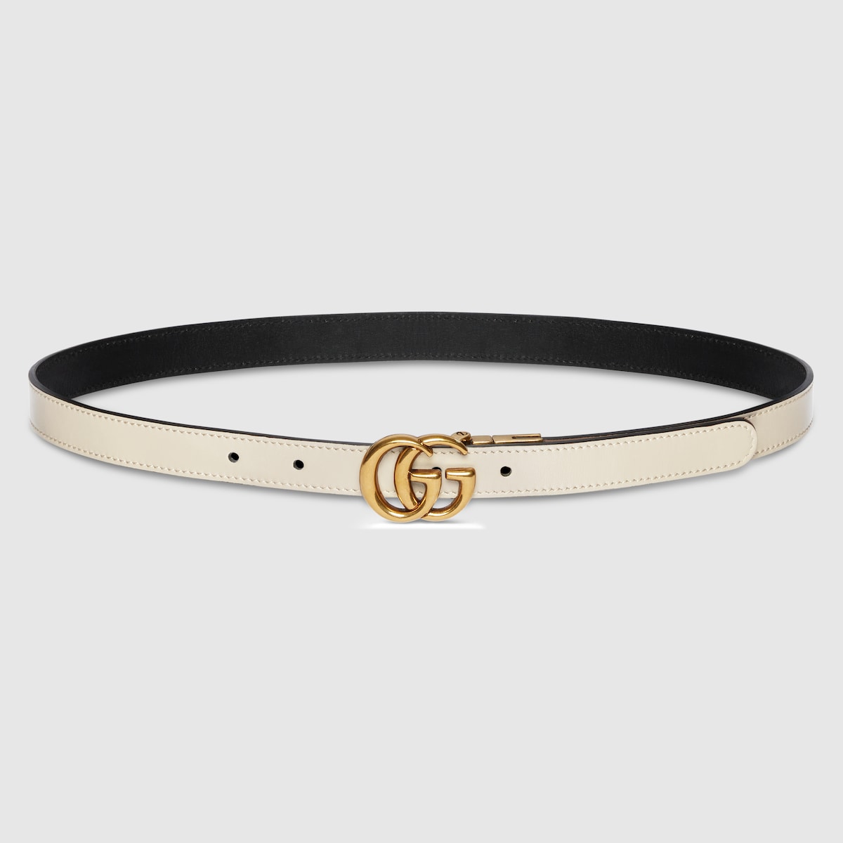 GG Marmont reversible thin belt in white leather - thumbnail 2