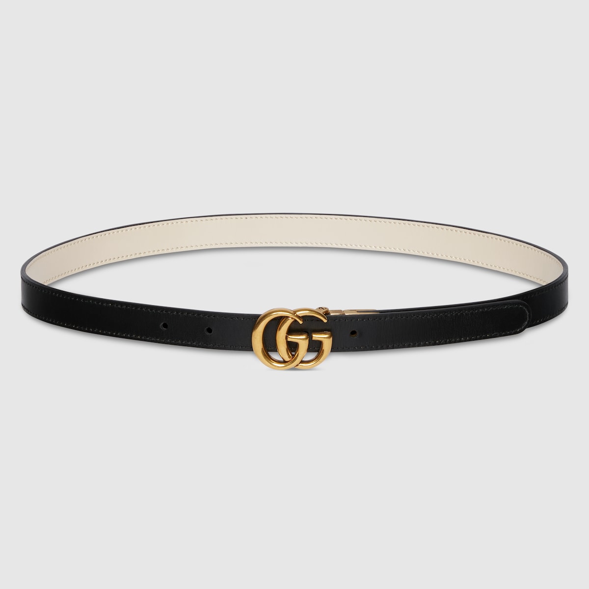 双G带扣双面窄版腰带in 白色皮革| GUCCI® FR